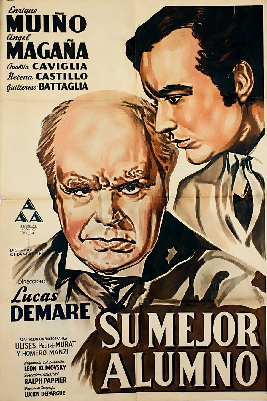Afiche de la película Su mejor alumno, protagonizada por Enrique Muiño